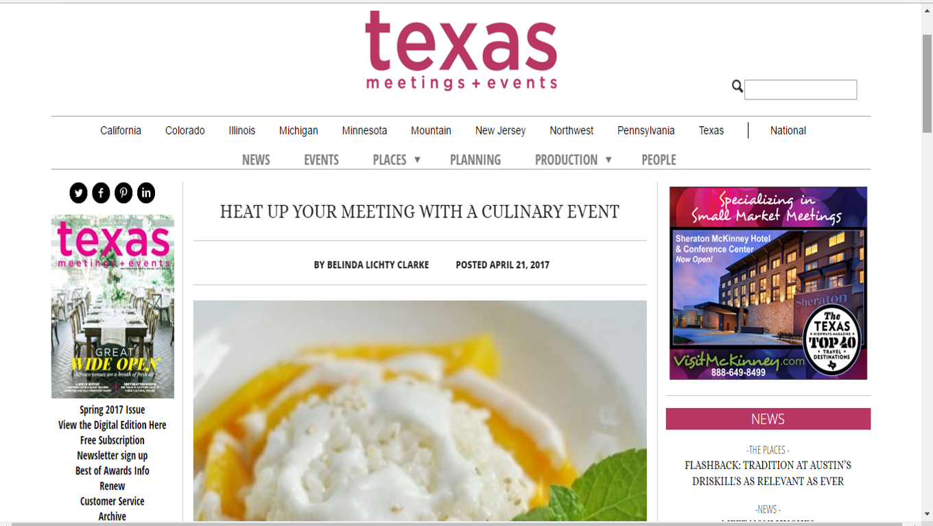 Freda's Kitchen is Featured in Texas Meeting and Events Magazine