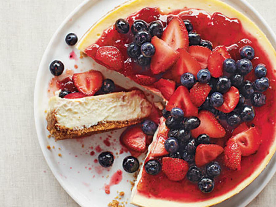 July's Recipe of the Month - No Bake Strawberry & Blueberry Cheesecake